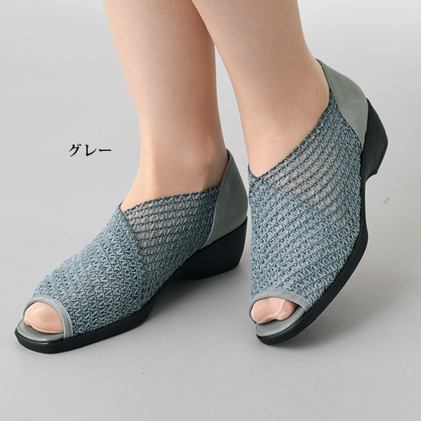 クロスメッシュオープントゥパンプス