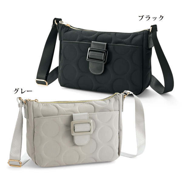 シワナイロン ドットエンボスショルダーバッグ