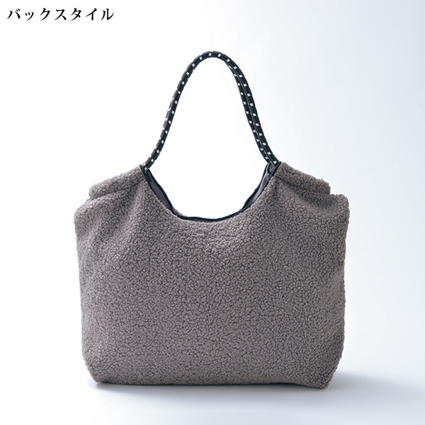 ロープハンドルの女の子刺しゅうもこもこバッグ