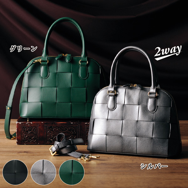 ピュアモエナ イタリア製シープスキン オーバル2WAYバッグ Pua Moena