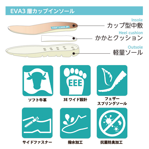 「ソフトジョイ」軽量牛革機能系スニーカー