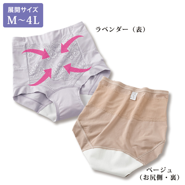 お腹・骨盤サポート紙パッド用安心ショーツ 大きいサイズ M L LL 3L 4L