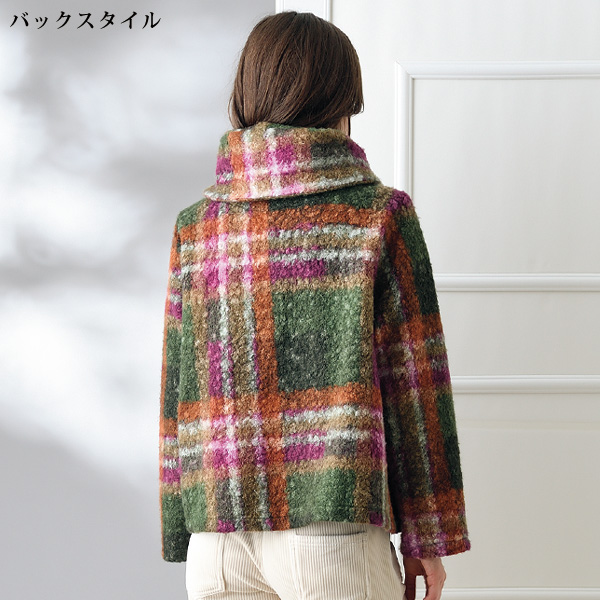 ループチェック2WAY衿ビッグファスナージャケット