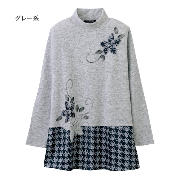 花モチーフあったかチュニック 大きいサイズ ML LL 3L