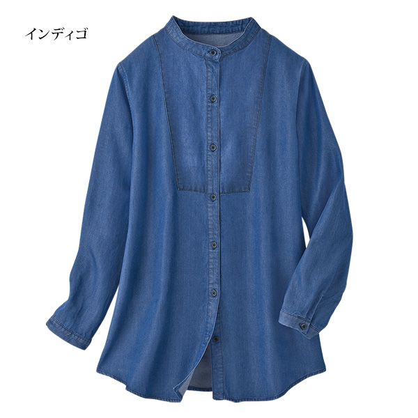 ダンガリーバンドカラーシャツ