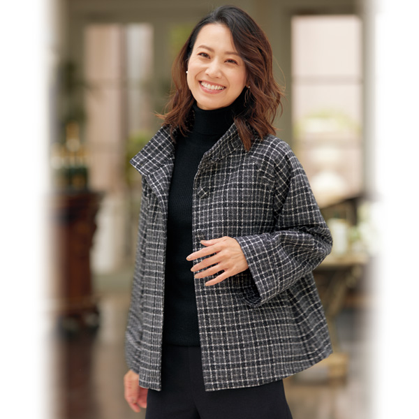 ツイード調スタンドジャケット◎