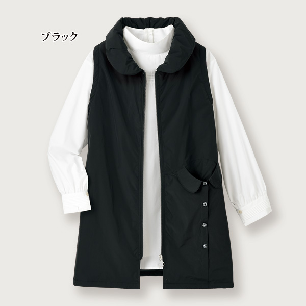 襟付ポケットデザイン中わた入りベスト