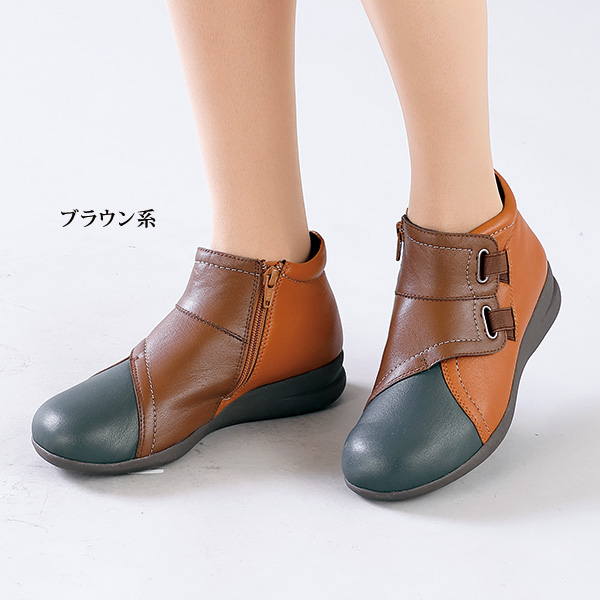 4E山羊革サイドファスナーベルトブーツ◎☆