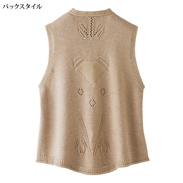 透かしジャカードニットベスト◎