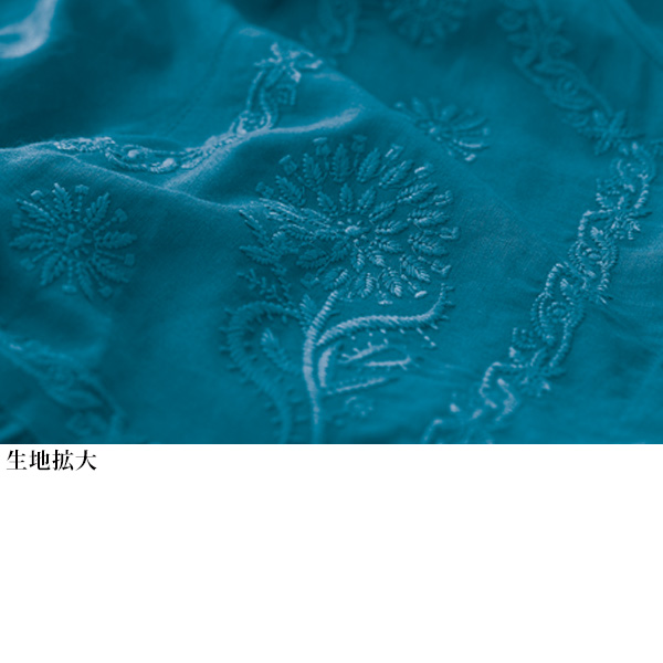麻混刺しゅう使いワンピース