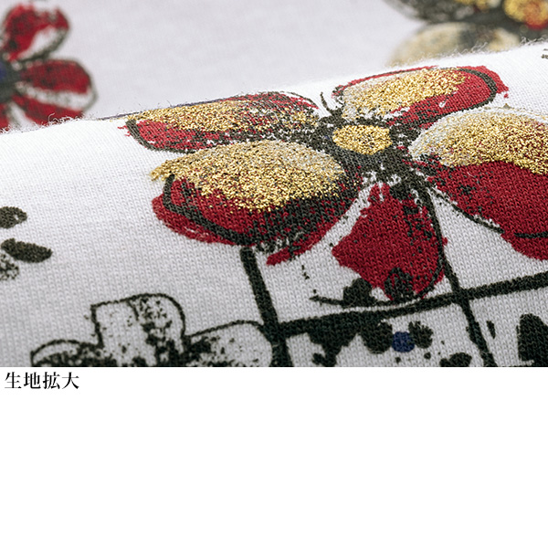 京風手描きプリントＴシャツ白（Ａ柄）◎