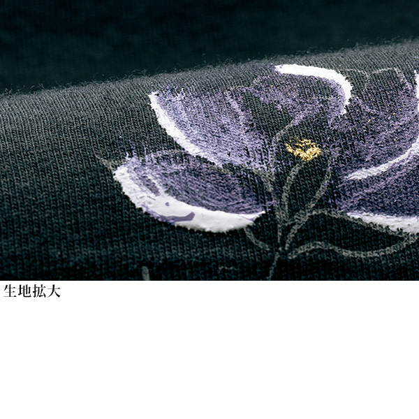 京風手描きプリントＴシャツ黒（Ｂ柄）◎