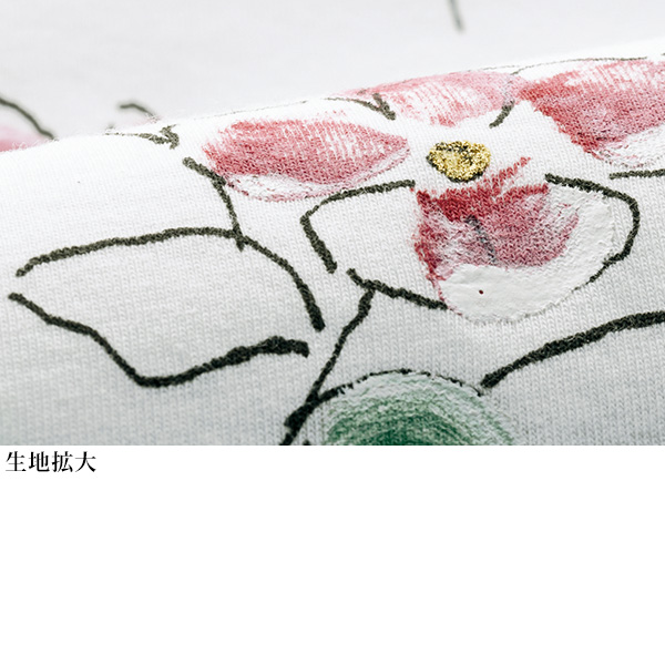 京風手描きプリントＴシャツ白（Ｃ柄）◎
