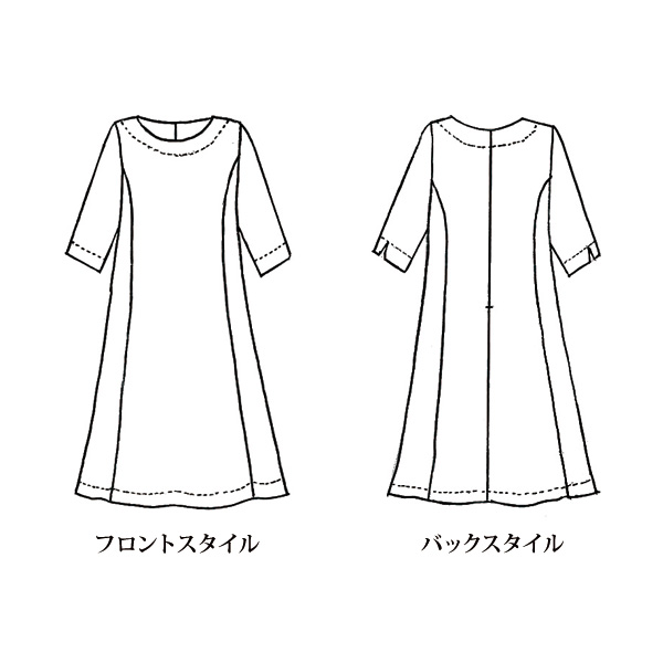 麻100％プリントワンピース