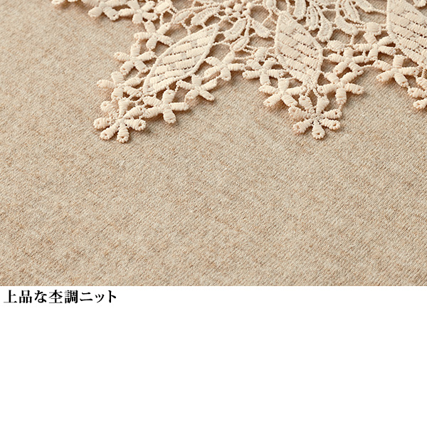 レース使いハイネックニットプルオーバー