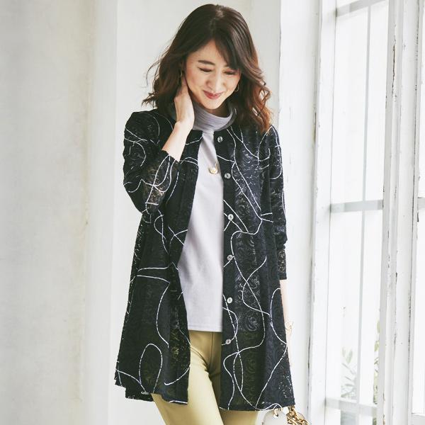 ジャケット シングル 異素材ミックス レース フリル コンビ 素敵 予約商品・Princess Lace Frill Jacket プリンセスレースフリル
