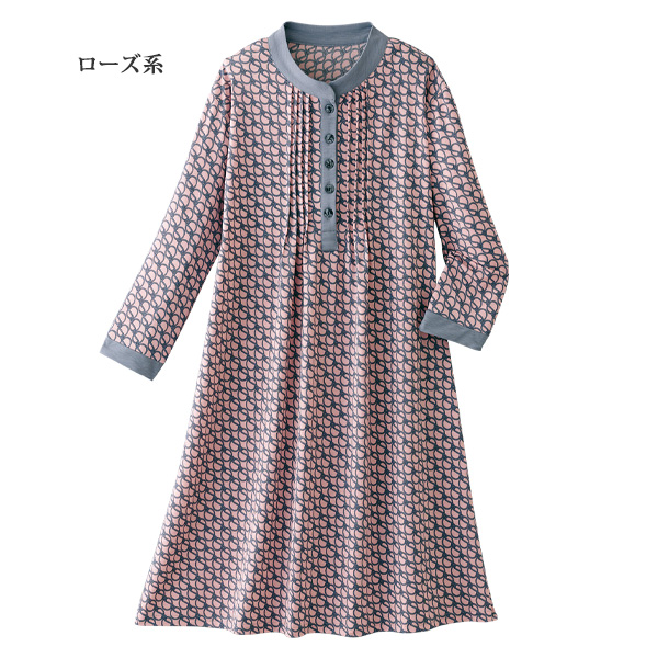 ピンタック七分袖プリントチュニックプルオーバー◎ | 京都通販