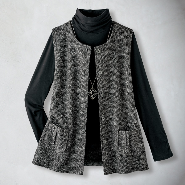 ツイード調カットソーベスト