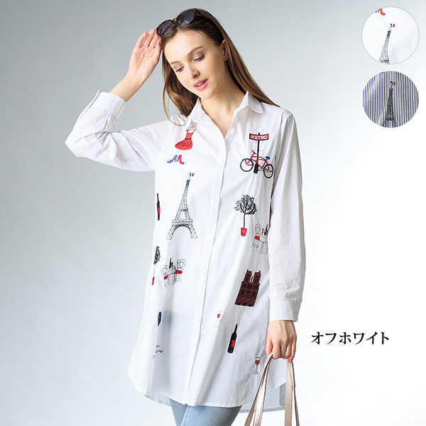 コットン刺しゅうロングブラウス◎