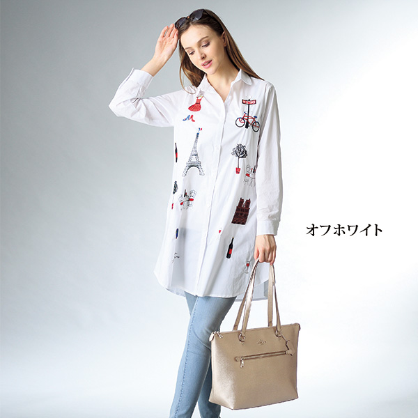 コットン刺しゅうロングブラウス◎
