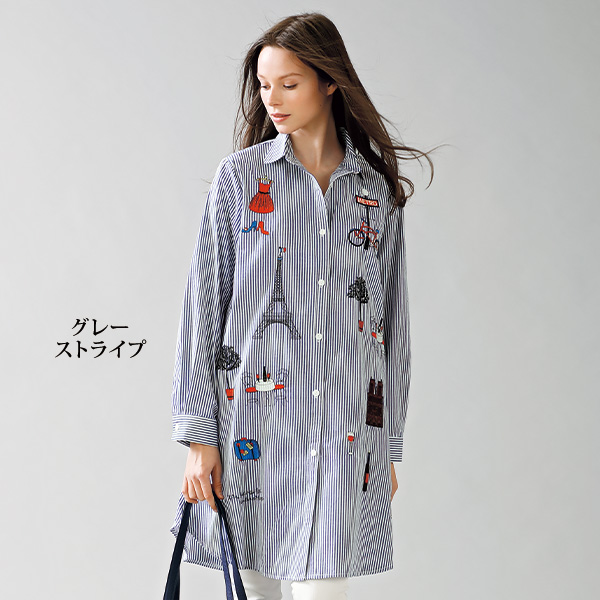 コットン刺しゅうロングブラウス◎