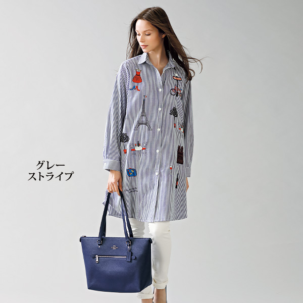 コットン刺しゅうロングブラウス◎