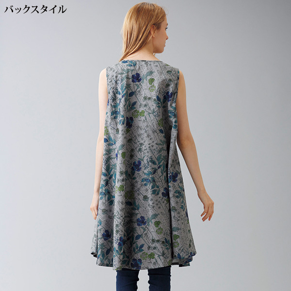 ボタニカルプリントフレアワンピース◎
