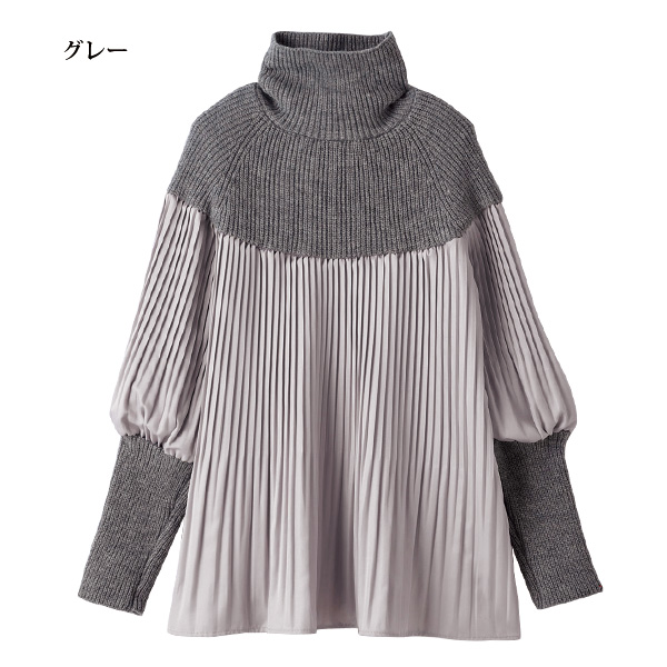 異素材使いプリーツチュニック◎