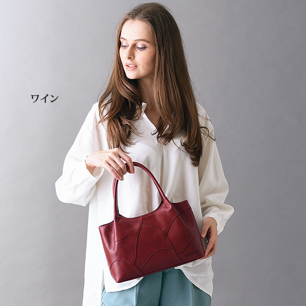 牛革カットワーク日本製手提げバッグ◎