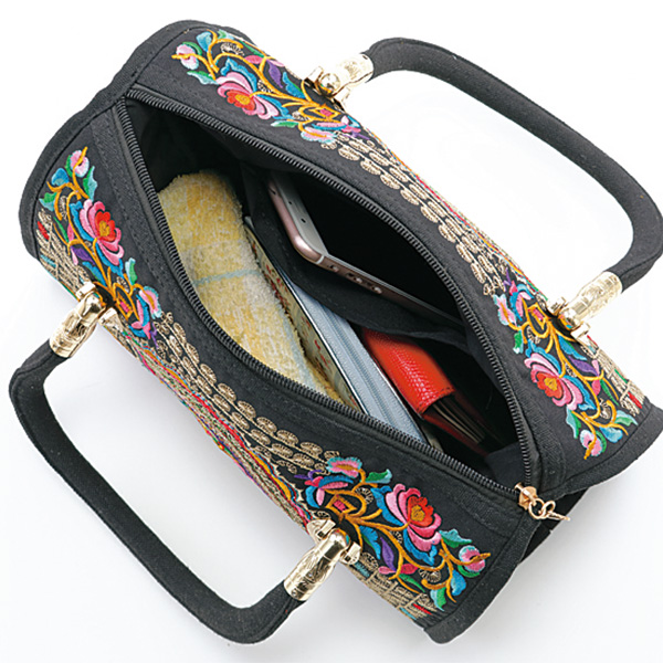 華やか刺しゅう2WAYボストン手提げバッグ◎