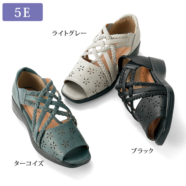 花モチーフパンチング クロスデザインサマーシューズ