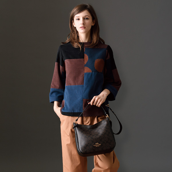 カラフルコーデュロイパッチワークブラウス◎