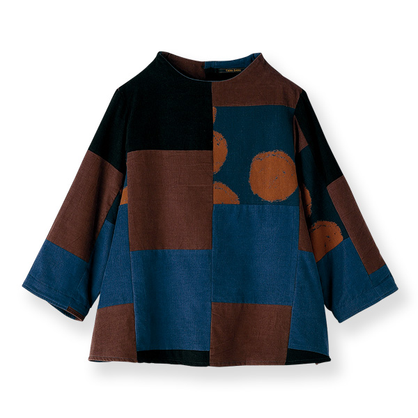 カラフルコーデュロイパッチワークブラウス◎