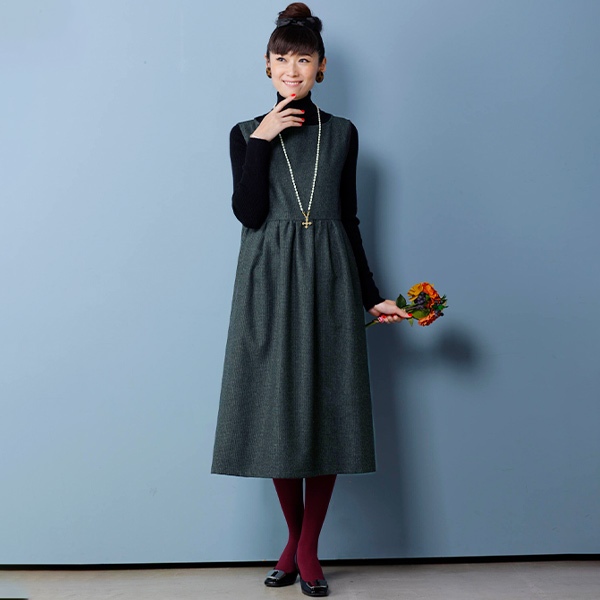 千鳥柄切替え ジャンパースカート◎ | 京都通販ミセスのファッション館