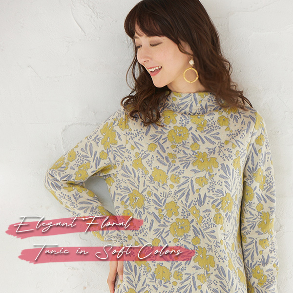 ウール入り花柄チュニック