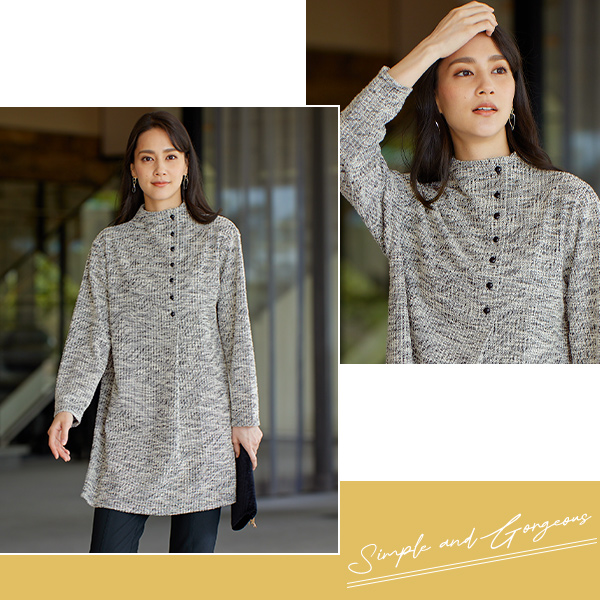 カットソーツイードチュニック