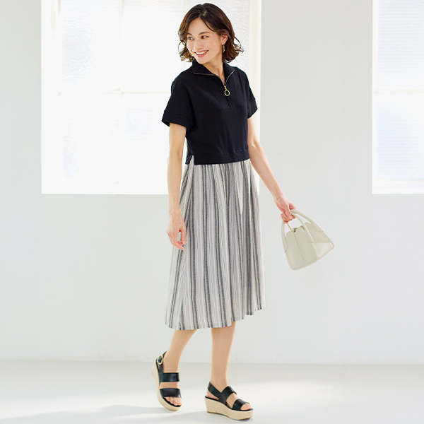 ハーフジップドッキングワンピース