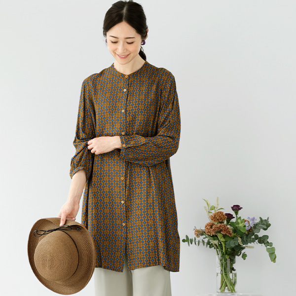 小紋柄風プリントチュニック