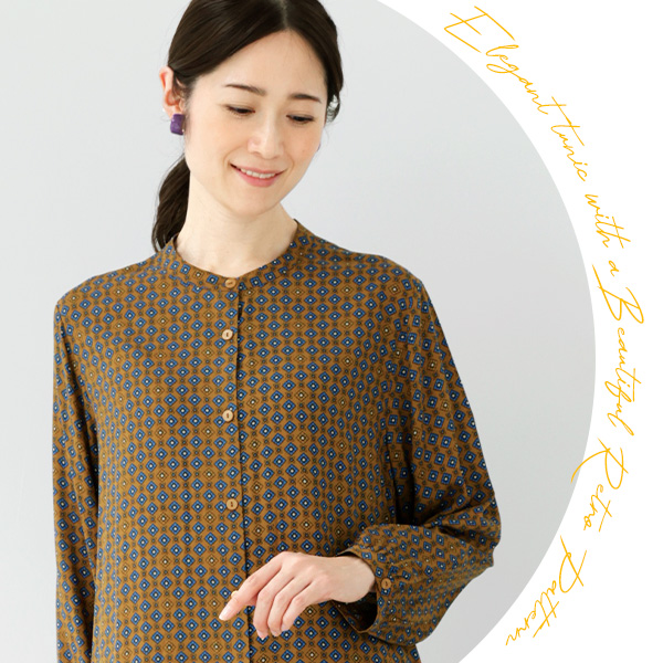 小紋柄風プリントチュニック