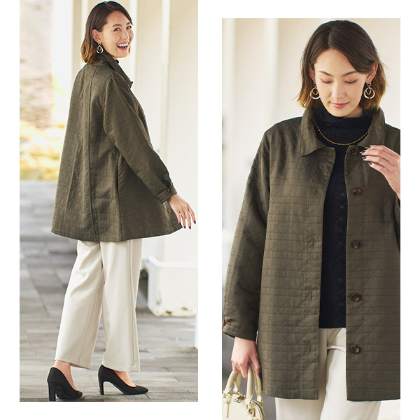 キルト風ジャカードコート / 大きいサイズ M L LL 3L
