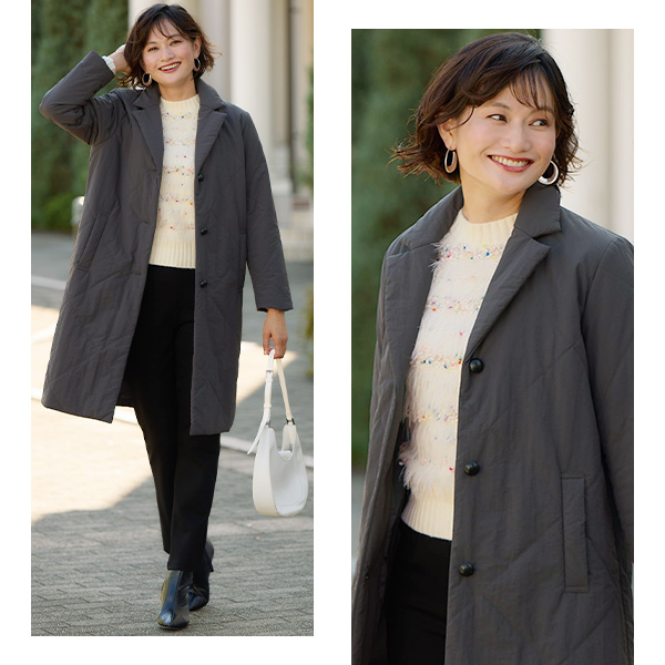 テーラード襟 中わた入りコート