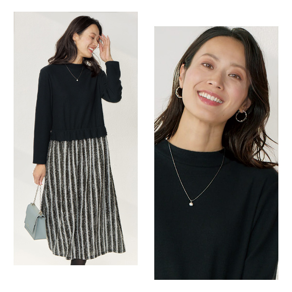 ツイード調素材ドッキングワンピース | 京都通販ミセスのファッション