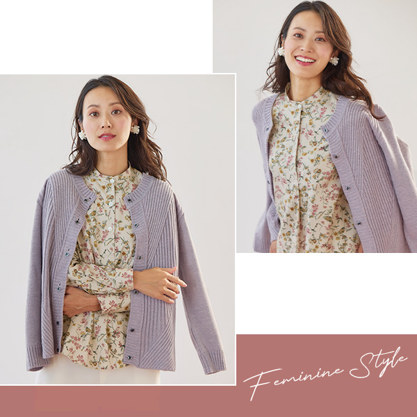 日本製小花柄ブラウス