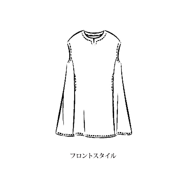 北欧風フラワー柄 裏起毛 キーネックチュニック