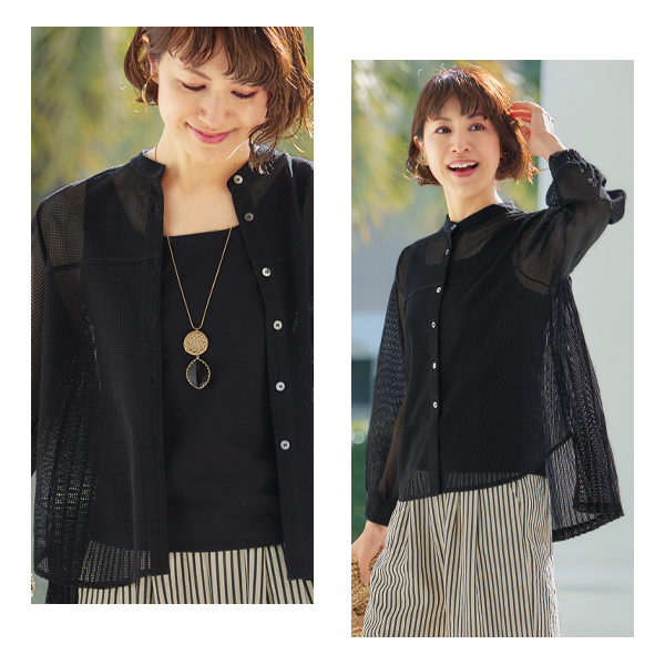 後ろプリーツシアーシャツジャケット