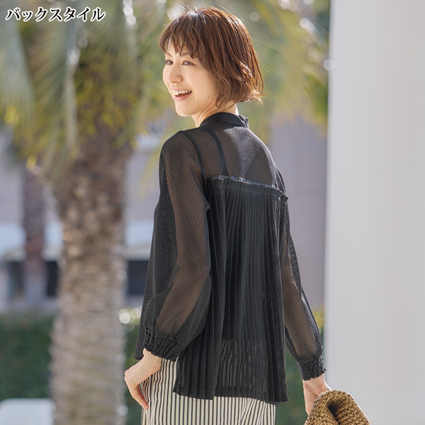 後ろプリーツシアーシャツジャケット