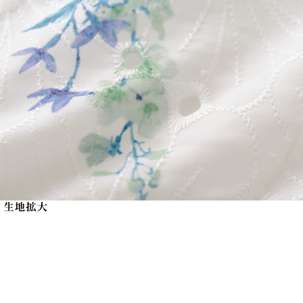 パネルフラワープリント 総刺しゅうブラウス