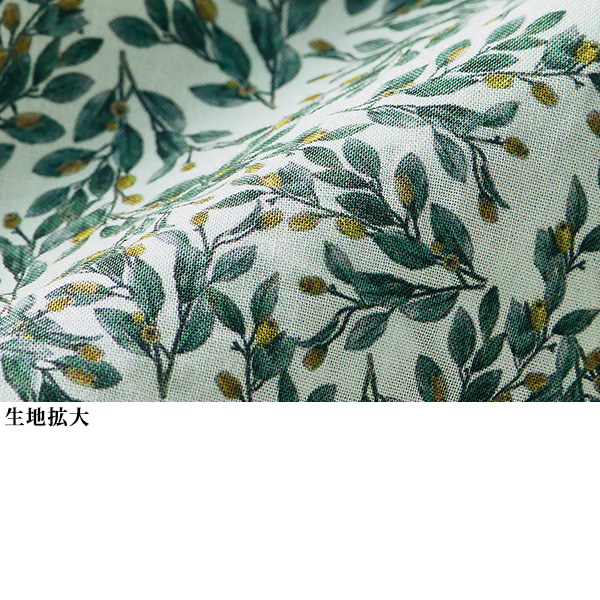 リーフ柄バンドカラーシャツ