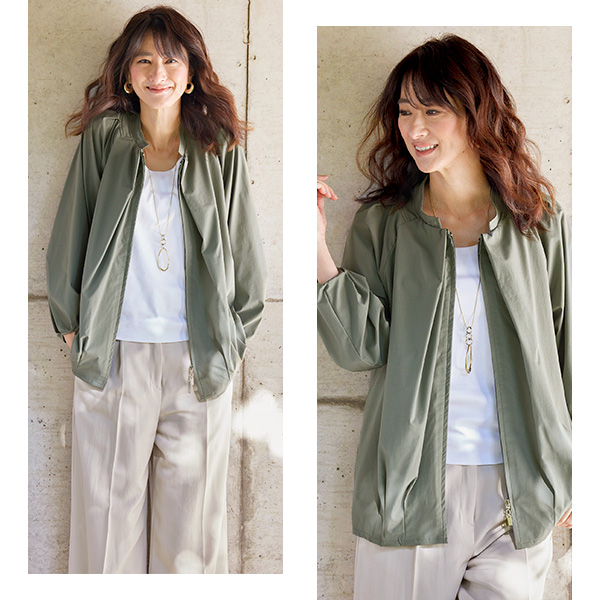 タック使い スタンド衿ジャケット / 大きいサイズ ML LL 3L◎ | 京都