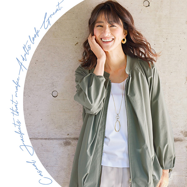 タック使い スタンド衿ジャケット / 大きいサイズ ML LL 3L◎ | 京都